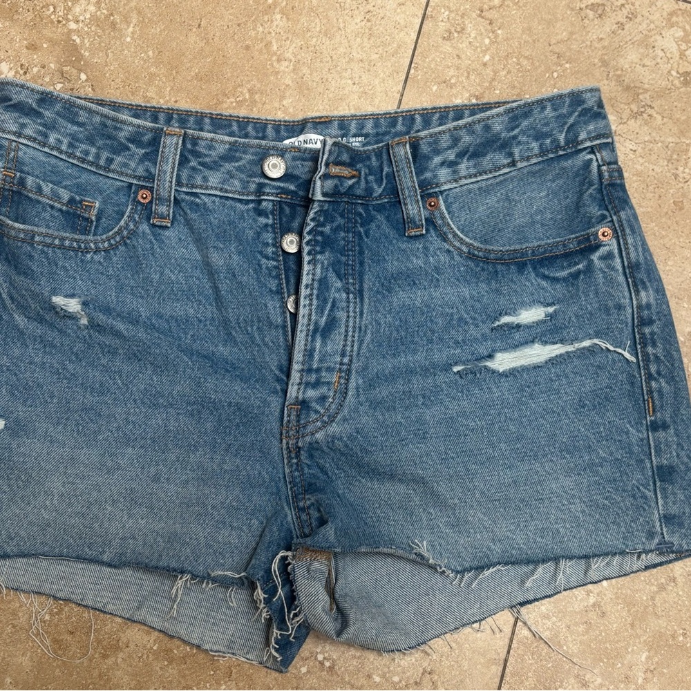 Old Navy Blue Jean Shorts Distressed Cuffed Casual